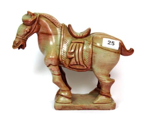 A Chinese mixed colour jade/hardstone figure of a horse, H. 22cm.