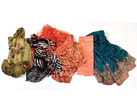 A quantity of Indian silk and beaded fabric items. Please note this is a credit card reclaim item sold as seen and without re