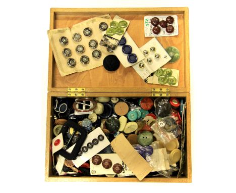 A box of vintage buttons.