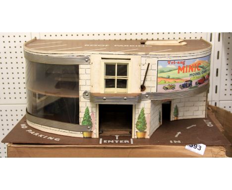 A Tri-ang Minic vintage model two story carpark with original box.