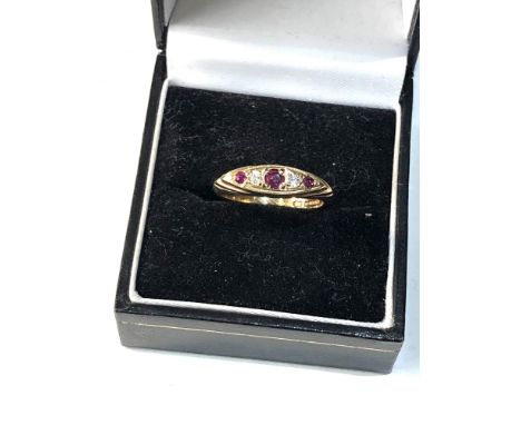 9ct gold diamond &amp; ruby dress ring 