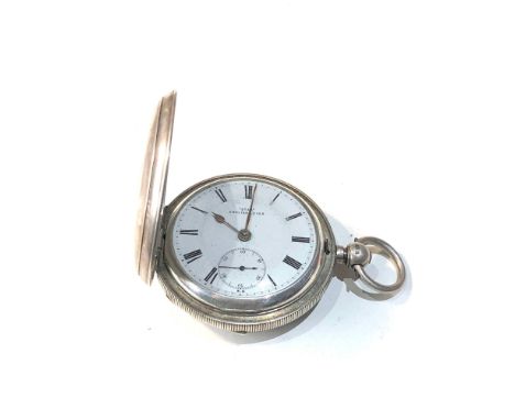 Antique silver full hunter cased Star English lever pocket watch balance will spin does not tick  sold as parts spares or rep