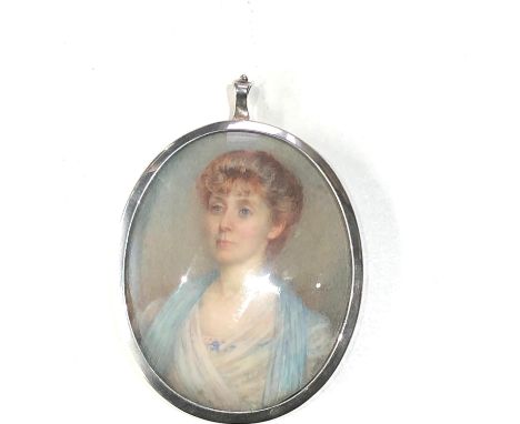 Fine antique miniature portrait painting in silver frame measures approx 8cm by 6.5cm,&nbsp;We believe this to be a water col