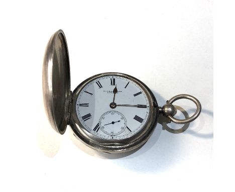 Antique silver full hunter cased Rotherhams London fusee pocket watch  balance will spin does tick but sold as parts spares o