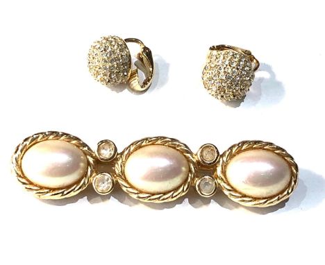 Vintage Christian Dior brooch and earrings both in good condition 
