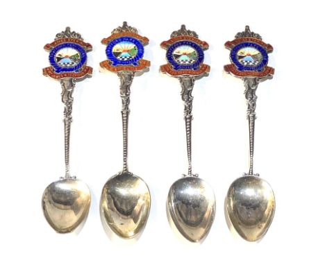 4 1928 antique silver and enamel ladies masonic spoons ladies evening trafford park lodge No 4486 good condition 