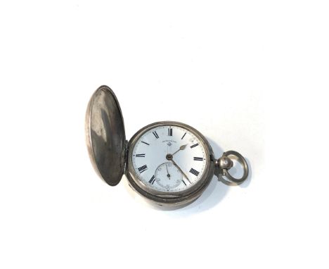 Antique silver full hunter cased Rotherhams London  pocket watch  balance will spin does tick but sold as parts spares or rep