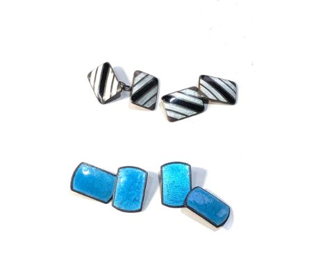 2 pairs of vintage silver and enamel cufflinks both in&nbsp;good overall condition, age related light marks and wear