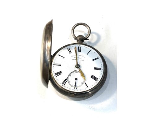 Antique silver cased fusee pocket watch Chas j cowell douglas isle of white watch fully wound but will tick if put under pres