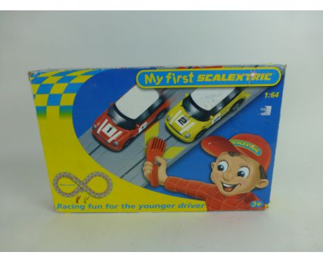 A my first scaletrix set in box with mini cooper cars various track etc 