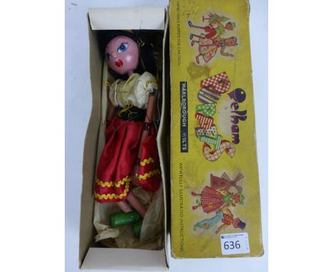 A Pelham puppet in original box SS gypsy  CONDITION REPORT: Appears complete, slight play worn condition 
