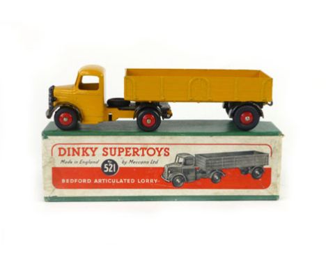 A Dinky Super Toys Bedford articulated lorry, number 521, with yellow painted cab and bed in original box  CONDITION REPORT: 