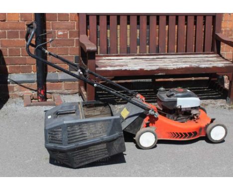 A SOVEREIGN BRANDED PETROL DRIVEN ROTARY MOWER with 17" blade &amp; grass collection box 