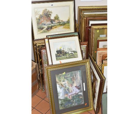 A QUANTITY OF DECORATIVE FRAMED PRINTS, artists include Vernon Ward, John Lavery, Charles Burton Barber, Frederick Morgan, He