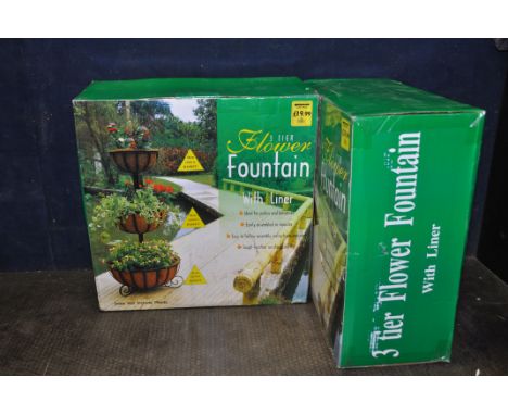 TWO BOXED WILKINSON 3 TIER FLOWER FOUNTAINS with liners