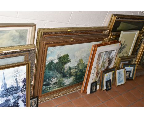 A QUANTITY OF FRAMED DECORATIVE PRINTS, to include reproductions of paintings by the following artists; John Constable - The 