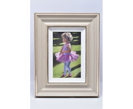 SHERREE VALENTINE DAINES (BRITISH 1959) 'PRETTY IN PINK', a signed limited edition print depicting a small child wearing a ba
