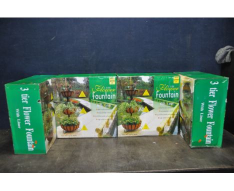 FOUR BOXED WILKINSON 3 TIER FLOWER FOUNTAINS with liners