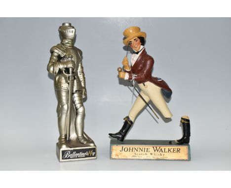 TWO WHISKY ADVERTISING FIGURES, comprising  a rubberoid 'Johnnie Walker Scotch Whisky' advertising figure, standing on a wood