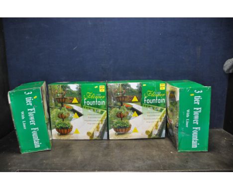 FOUR BOXED WILKINSON 3 TIER FLOWER FOUNTAINS with liners