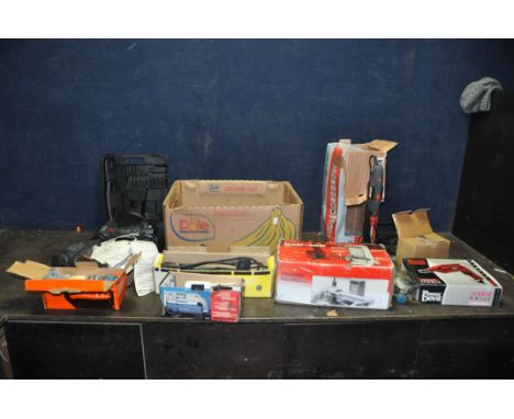 A TRAY CONTAINING TOOLS including a Performance Rotary tool on stand, Power Devil Drill, Bosch Detail Sander, , Performance 1