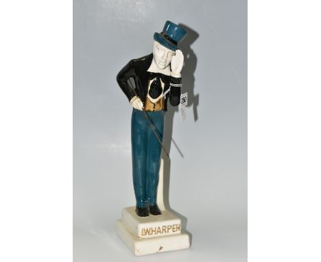 BREWERIANA: AN I.W HARPER KENTUCKY BOURBON DECANTER, ceramic figure of a bowing gentleman in top hat and tails with a walking
