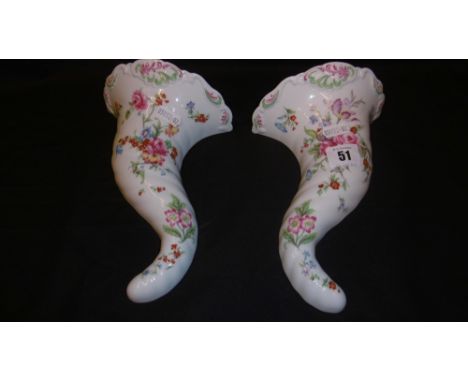 A PAIR OF ROYAL WORCESTER WALL POCKETS