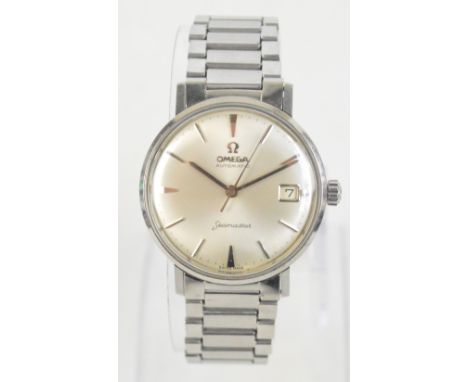 OMEGA; a gentleman's stainless steel Omega automatic Seamaster with brushed dial set with baton numerals, date aperture and s
