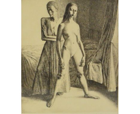 AFTER ERIC TAYLOR (1909-1999); black and white etching "Youth and Old Age", signed in pencil lower right, 3/20 lower left, 35