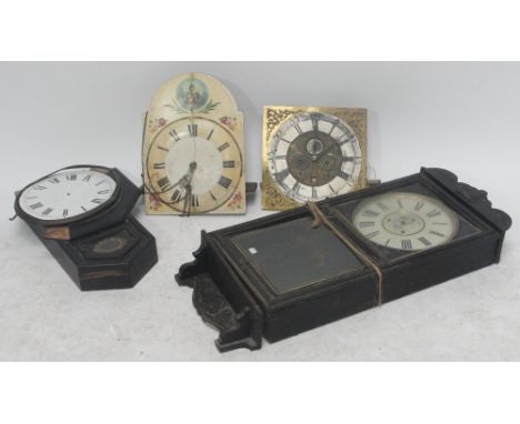 A 19th century brass longcase clock face and movement, the silvered chapter ring set with Roman numerals inscribed "Atkinson,