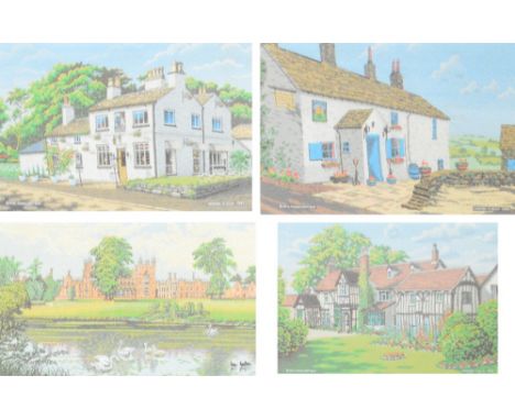 Four Brocklehurst-Whiston Macclesfield silks; "Capesthorne", "Gawsworth Old Rectory", "The Hanging Gate" and "The Wizard", a 