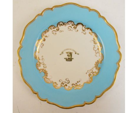 A Flight, Barr & Barr Worcester and Coventry St. London porcelain cabinet plate of shaped circular form, centred with a hand 