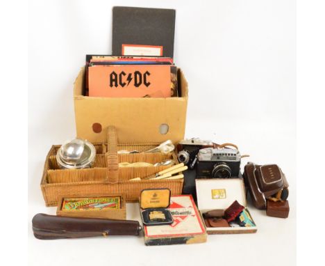 A mixed lot of collectors' items to include a blue leather cased bridge and auction bridge set with three score books, a case