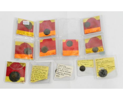 A small collection of Roman coins including an Antoninus Pius AD138-261 Sestertius and other coins in the age of Hadrian, Con