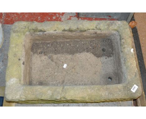 A rectangular stone garden trough, 69 x 45cm.