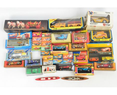 A collection of predominantly boxed diecast vehicles including Corgi circus, Landrover and animal trailer and booking office,