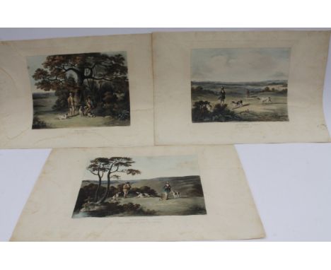 After Dean Wolstenholme. Shooting, three hand coloured engravings, plates II, III and IV, engraved by Sutherland and publishe