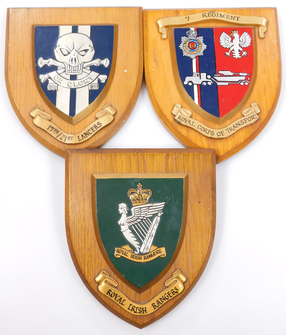 Various modern military regimental shields, to include Royal Corps ...