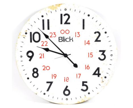 A Blick industrial circular wall clock, with painted metal dial, and quartz movement, 61cm dia.