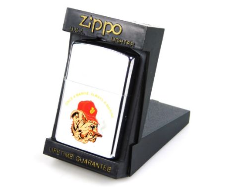 A Zippo Once A Marine Always A Marine bulldog lighter, 6cm high. (cased)