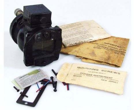 An early 20thC American metal cased Pioneer type no. 1828-2-A compass, in black casing with chrome coloured mounts, 12cm high