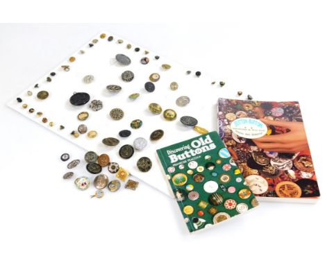 A collection of 19thC and later buttons, including cut steel, enamel and jet examples. (a quantity)