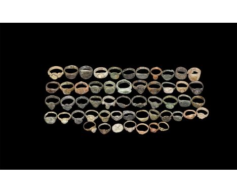 1st-4th century AD. A mixed group of bronze finger rings.   226 grams total, 18-25mm (3/4 - 1"). Acquired on the London art m