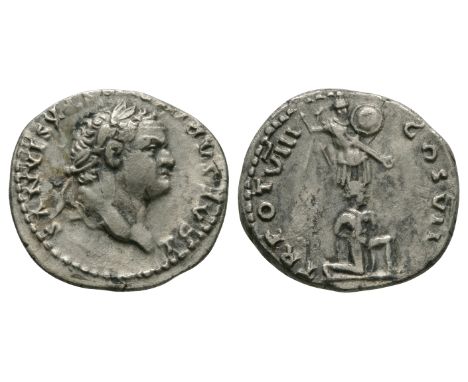 93-94 AD. Rome mint. Obv: T CAESAR IMP VESPASIANVS legend with laureate head right. Rev: TR POT VIII COS VII legend with male