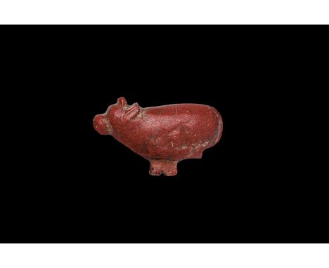 New Kingdom, 1550-1070 BC. A carved jasper amulet of a trussed bull, pierced at the feet. Cf. Andrews, C. Amulets of Ancient 