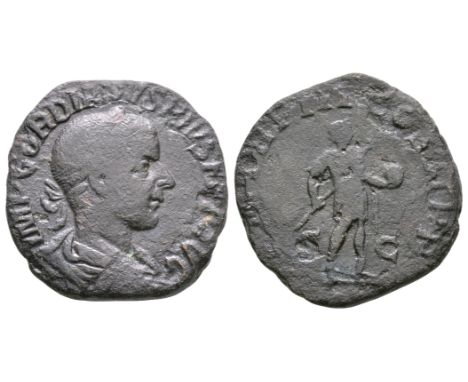 241-242 AD. Rome mint. Obv: IMP GORDIANVS PIVS FEL AVG legend with laureate bust right. Rev: P M TR P VI COS II P P legend wi