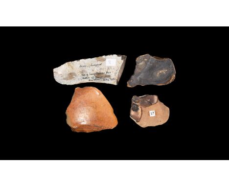 Palaeolithic to Neolithic, 80,000-3,000 years BP. A mixed group of flint tools comprising: a blue blade flint tool, Belloy ty