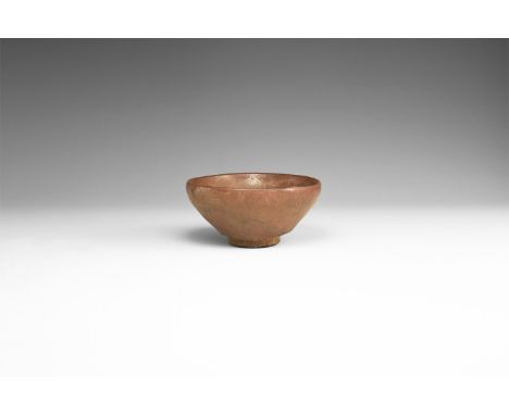 Song Dynasty, 960-1127 AD. A conical ceramic bowl with basal ring, brown 'hare's fur' glaze.   133 grams, 88mm (3 1/2"). UK a