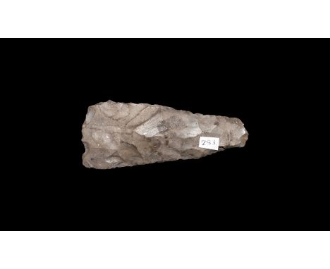 Upper Palaeolithic, 50,000-10,000 years BP. A bifacial chert handaxe with collector's label '283'.   96 grams, 10.5cm (4"). E
