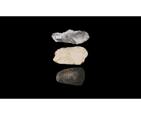 Upper Palaeolithic- Lower Neolithc, 50,000-5,000 years BP. A mixed group comprising: a Lower Neolithic diorite semi-polished 
